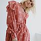 Платье «Sunny Queen» из вискозы персикового цвета с принтом. Платья. Roses (Roses-dresses). Интернет-магазин Ярмарка Мастеров.  Фото №2