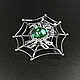 Brooch 'Spider' artificial malachite, silvering 12 microns, Brooches, Kostroma,  Фото №1