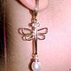 Dragonfly earrings585 gold, pearl, Earrings, Moscow,  Фото №1