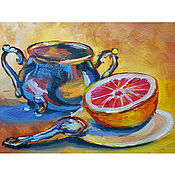 Картины и панно handmade. Livemaster - original item Painting still life sugar bowl and orange 