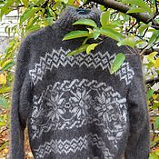 Мужская одежда handmade. Livemaster - original item Men`s sweaters: Down sweater with a high neck ornament. Handmade.