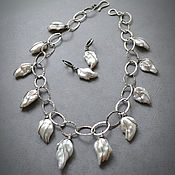 Украшения handmade. Livemaster - original item Necklace made of baroque pearls and silver White Lily (earrings included). Handmade.