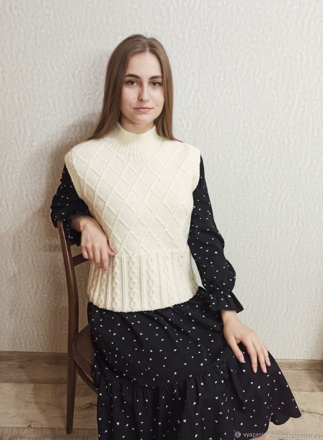 High-neck knitted vest for women (sleeveless jumper), Vests, Voronezh,  Фото №1