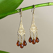 Украшения handmade. Livemaster - original item Long earrings in Oriental style with honey drops made of glass. Handmade.