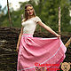 Order Skirt made of natural linen ' Delicate rose'. Slavyanskie uzory. Livemaster. . Skirts Фото №3