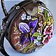 Bag leather round 'Bouquet with iris', Classic Bag, Ekaterinburg,  Фото №1