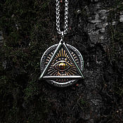 Украшения handmade. Livemaster - original item Eye — steel pendant with gilding on a chain. Handmade.