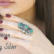 Украшения handmade. Livemaster - original item Boho Chrysolite ring made of 925 sterling silver HH0151. Handmade.