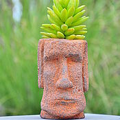 Цветы и флористика handmade. Livemaster - original item Moai with artificial succulent for home and garden. Handmade.