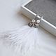 White feather earrings with sugar quartz and cubic Zirconia. Earrings. Wedding jewelry ANNARAI. My Livemaster. Фото №6