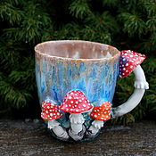Посуда handmade. Livemaster - original item Mugs and cups: Fly agarics in the rain. Handmade.