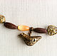 Бусы "Бронзовая птица" из глины, латуни и камня. Necklace. art-o-bus. Online shopping on My Livemaster.  Фото №2