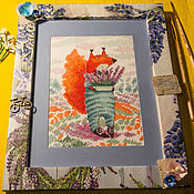 Картины и панно handmade. Livemaster - original item Embroidered picture "Lavender love". Handmade.