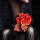 Brooch made of silk rose Flame, Brooches, Rostov-on-Don,  Фото №1