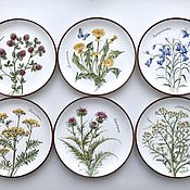 Посуда handmade. Livemaster - original item The painted porcelain.The collection of plates on the wall wildflowers. Handmade.