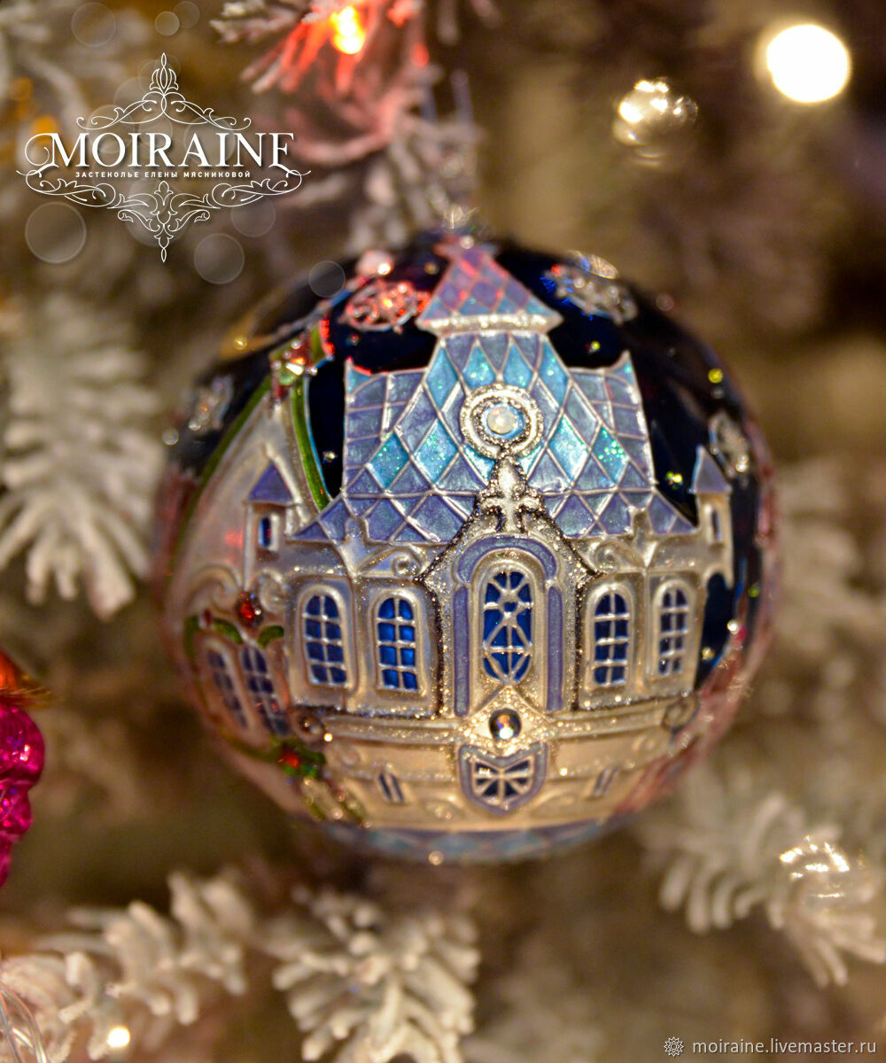 Glass Christmas Ornament "Moonlight Town", Christmas decorations, Astrakhan,  Фото №1
