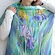 Batik scarf 'Irises' natural silk. Scarves. Handpainted silk by Ludmila Kuchina. My Livemaster. Фото №4