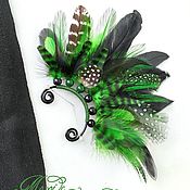 Украшения handmade. Livemaster - original item The feather cuff is emerald black. Handmade.