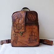 Сумки и аксессуары handmade. Livemaster - original item A leather backpack with an engraving to order as a gift to my daughter.. Handmade.