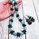 Крупные бирюзовые бусы с черным агатом в современном стиле. Бусы. Jewelry Terapia. Интернет-магазин Ярмарка Мастеров.  Фото №2
