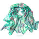 Silk Scarf Batik Turquoise Spring Flowering Silk 100%. Scarves. Silk Batik Watercolor ..VikoBatik... My Livemaster. Фото №4