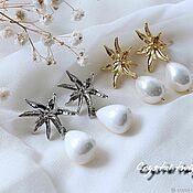 Свадебный салон handmade. Livemaster - original item Floral pearl earrings for the bride. Handmade.