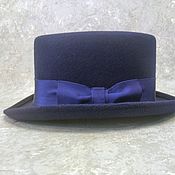 Аксессуары handmade. Livemaster - original item Blue short felt top hat 