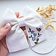 Bow with embroidery - Bumblebee and forget-me-nots. Hairpins. annetka-ann (annetka-ann). Ярмарка Мастеров.  Фото №5