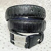 Аксессуары handmade. Livemaster - original item Python genuine leather belt in dark blue color.. Handmade.