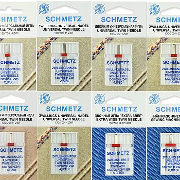 Иглы стандартные двойные в ассорт. Schmetz