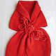 Scarf for children, red, with flowers and rhinestones, Scarves, Kirov,  Фото №1
