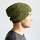 Green Hemp Beanie Hat #099, Caps, Nizhny Novgorod,  Фото №1