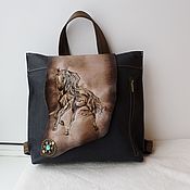 Рюкзак кожаный с росписью на заказ для Екатерины
