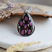 Украшения handmade. Livemaster - original item Drop pendant with real flowers in resin. Pendant with pink flowers. Handmade.