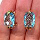 Серьги"Sky Essence"топаз swiss blue,золото 750. Серьги классические. Ювелирная студия SunSvet. Интернет-магазин Ярмарка Мастеров.  Фото №2