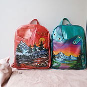 Сумки и аксессуары handmade. Livemaster - original item Leather backpacks with engraving and painting to order.. Handmade.