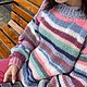 Пуловер женский вязаный оверсайз розовый полосатый в наличии. Пуловеры. Kardigan sviter - женский вязаный свитер кардиган. Ярмарка Мастеров.  Фото №5