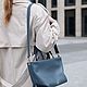 Кожаная женская сумка M синяя. Сумка через плечо. AUGUST BAGS. Ярмарка Мастеров.  Фото №4