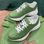 Обувь ручной работы handmade. Livemaster - original item Women`s sneakers made of genuine crocodile leather, in green.. Handmade.