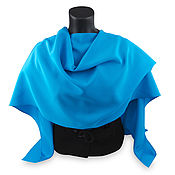 Большой платок шаль из шерсти с цветами Синий, шерсть мериноса