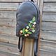 Рюкзак кожаный с аппликацией из кожи. Рюкзаки. TSUBA leather_goods. Ярмарка Мастеров.  Фото №4