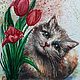 Открытка акварельная на 8 марта из серии "Коты Мартовские". Открытки. Yulia-luana-art. Ярмарка Мастеров.  Фото №4