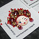 A set for a brooch with cubic zirconia Girl in a red kokoshnik with a template. Embroidery kits. agraf. My Livemaster. Фото №4