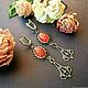 Из натуральных камней. Серьги. авантюрин, турквенит, перламутр, агат. Серьги классические. Елена Карпова. Колье браслет серьги.. Ярмарка Мастеров.  Фото №5
