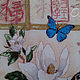 Order Embroidered picture "Butterfly on a flower.". Cross stitch and beads!. Livemaster. . Pictures Фото №3