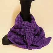 Вязаная шапка с ажурными косами "фиолетовая"