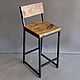 Loft-style bar stool with a seat made of elm slab, Chairs, Ivanovo,  Фото №1