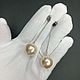 Golden beige poussettes with cotton pearls. Stud earrings. little luxuries. My Livemaster. Фото №4