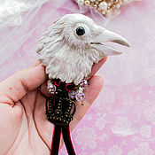 Украшения handmade. Livemaster - original item Brooch crow white. Handmade.