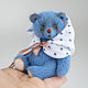 Мишка тедди голубой с голубыми глазами, миниатюра. Мишки Тедди. Teddy by Olga Prokudina. Ярмарка Мастеров.  Фото №5